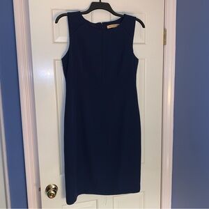 NAVY BLUE NIPON BOUTIQUE PENCIL DRESS WITH EYELET DETAIL